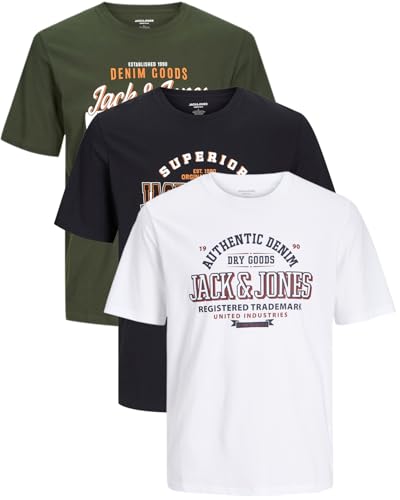JACK & JONES Herren 3er-Set T-Shirts aus Baumwolle (Big Size Mix 4, 3XL) von JACK & JONES