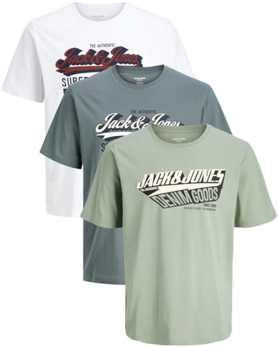 JACK & JONES Herren 3er-Set T-Shirts aus Baumwolle (Regular Fit Mix 14, 535 IcebergG. / StormyW. / CloudD. XXL) von JACK & JONES