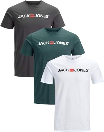 JACK & JONES Herren 3er-Set T-Shirts aus Baumwolle (Slim Fit Corp Mix Opt 1, L) von JACK & JONES