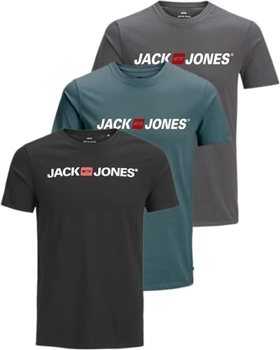 JACK & JONES Herren 3er-Set T-Shirts aus Baumwolle (Slim Fit Corp Mix Opt 3, XXL) von JACK & JONES