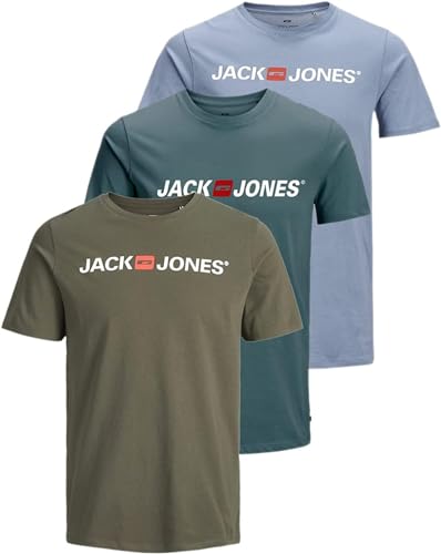 JACK & JONES Herren 3er-Set T-Shirts aus Baumwolle (Slim Fit Corp Mix Opt 4, XXL) von JACK & JONES