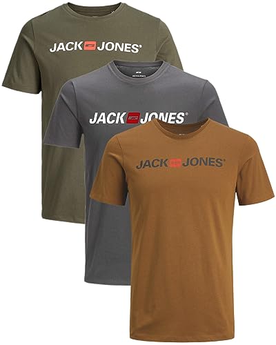 JACK & JONES Herren 3er-Set T-Shirts aus Baumwolle (Slim Fit Mix 24, M) von JACK & JONES