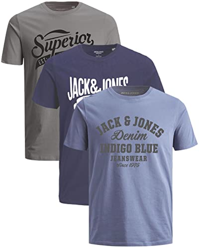 JACK & JONES Herren 3er-Set T-Shirts aus Baumwolle (Slim-fit Mix Opt 3, S) von JACK & JONES