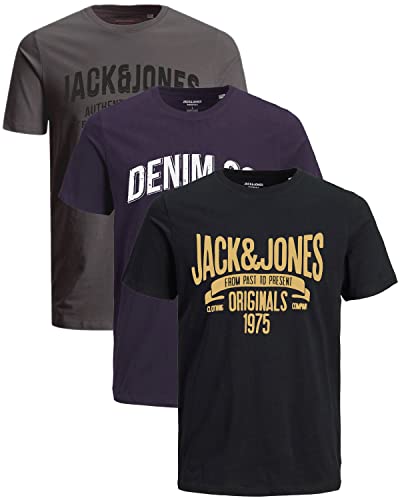 JACK & JONES Herren 3er-Set T-Shirts aus Baumwolle (Slim-fit Mix Opt 1, L) von JACK & JONES