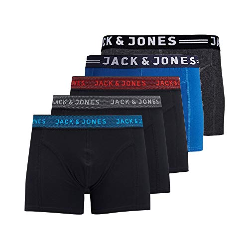JACK & JONES Herren 5er Pack Boxershorts Unterwäsche Boxer Shorts Uni Farben und mit Print (DE/NL/SE/PL, Alphanumerisch, S, Regular, Regular, 5er Pack #MIX8) von JACK & JONES