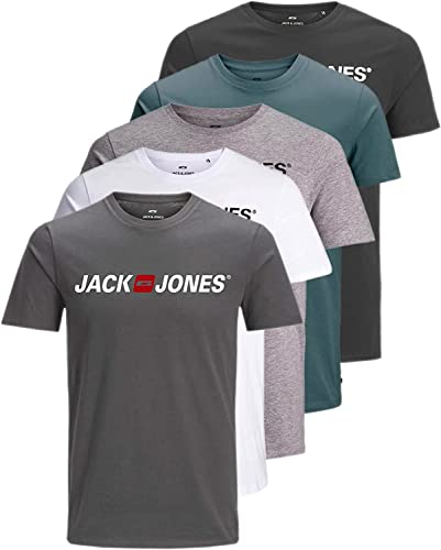 JACK & JONES Herren 5er-Set T-Shirts in verschiedenen Styles, Prints und Farben aus Baumwolle (Slim Opt 2, M) von JACK & JONES