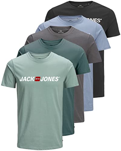 JACK & JONES Herren 5er-Set T-Shirts in verschiedenen Styles, Prints und Farben aus Baumwolle (Slim Opt 3, S) von JACK & JONES