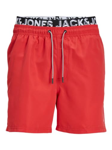 JACK & JONES Herren Badehose Badeshort JPSTFIJI S M L XL XXL Schwarz Blau Rot, Größe:L, Farbe:True Red SOLID 12227254 von JACK & JONES