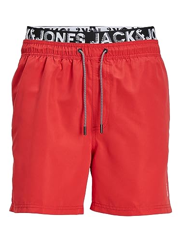 JACK & JONES Herren Badehose Badeshort JPSTFIJI S M L XL XXL Schwarz Blau Rot, Größe:L, Farbe:True Red SOLID 12227254 von JACK & JONES