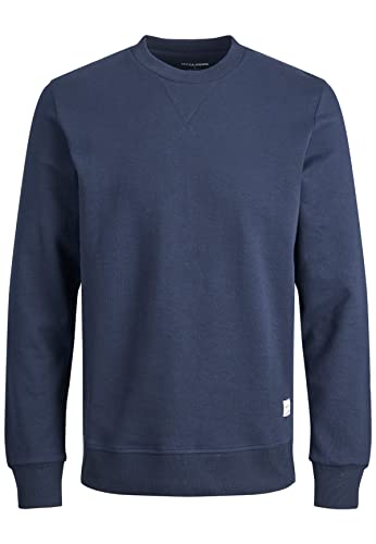 JACK & JONES Herren Basic Sweater | Langarm Sweatshirt Rundhals Pullover | Einfarbiger Jumper JJEBASIC, Farben:Blau, Größe Pullover:L von JACK & JONES