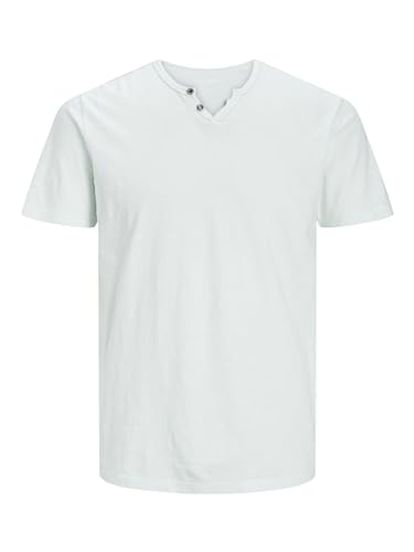 JACK & JONES Herren Basic T-Shirt V-Ausschnitt Kurzarm Jersey Baumwolle Shirt mit Knöpfen JJESPLIT, Farben:Mint, Größe:S von JACK & JONES