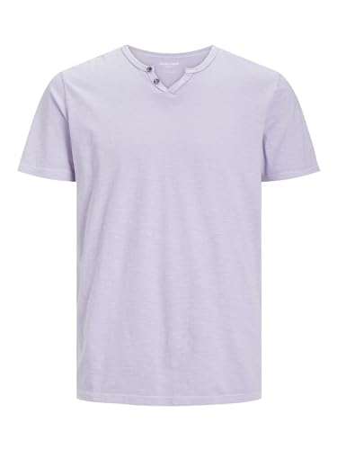 JACK & JONES Herren Basic T-Shirt V-Ausschnitt Kurzarm Jersey Baumwolle Shirt mit Knöpfen JJESPLIT, Farben:Rosa, Größe:XL von JACK & JONES