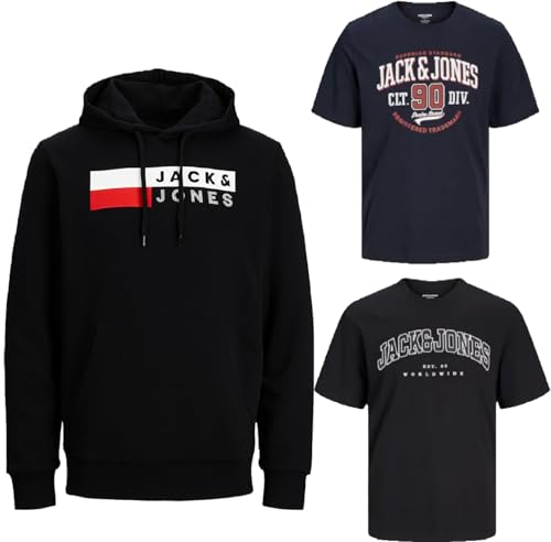 JACK & JONES Herren - Big Size Box 3 teilig - Sweat Hoodie Pullover T Shirt Übergröße Plus Size 3XL 4XL 5XL 6XL 7XL 8XL zr99a (4XL, BigSize Box 10) von JACK & JONES