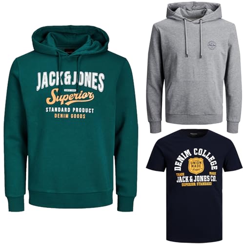 JACK & JONES Herren - Big Size Box 3 teilig - Sweat Hoodie Pullover T Shirt Übergröße Plus Size 3XL 4XL 5XL 6XL 7XL 8XL zr99a (4XL, BigSize Box 16) von JACK & JONES