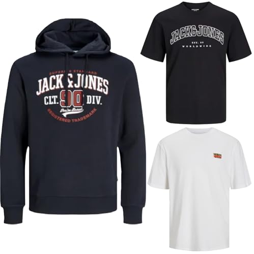 JACK & JONES Herren - Big Size Box 3 teilig - Sweat Hoodie Pullover T Shirt Übergröße Plus Size 3XL 4XL 5XL 6XL 7XL 8XL zr99a (4XL, BigSize Box 17) von JACK & JONES