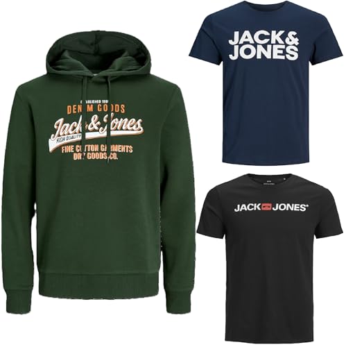 JACK & JONES Herren - Big Size Box 3 teilig - Sweat Hoodie Pullover T Shirt Übergröße Plus Size 3XL 4XL 5XL 6XL 7XL 8XL zr99a (4XL, BigSize Box 24) von JACK & JONES