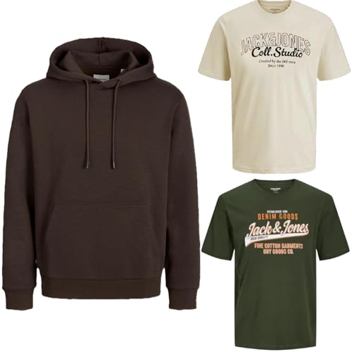 JACK & JONES Herren - Big Size Box 3 teilig - Sweat Hoodie Pullover T Shirt Übergröße Plus Size 3XL 4XL 5XL 6XL 7XL 8XL zr99a (4XL, BigSize Box 7) von JACK & JONES