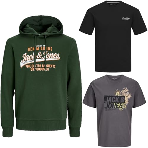 JACK & JONES Herren - Big Size Box 3 teilig - Sweat Hoodie Pullover T Shirt Übergröße Plus Size 3XL 4XL 5XL 6XL 7XL 8XL zr99a (5XL, BigSize Box 12) von JACK & JONES