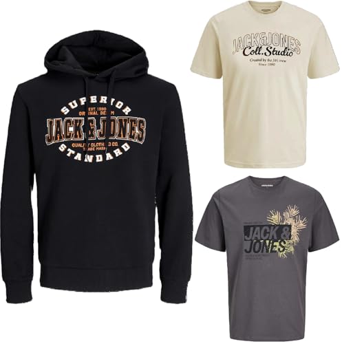 JACK & JONES Herren - Big Size Box 3 teilig - Sweat Hoodie Pullover T Shirt Übergröße Plus Size 3XL 4XL 5XL 6XL 7XL 8XL zr99a (5XL, BigSize Box 16) von JACK & JONES