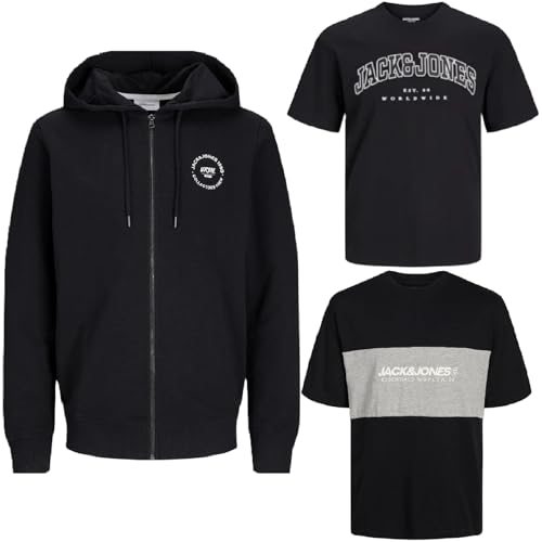 JACK & JONES Herren - Big Size Box 3 teilig - Sweat Hoodie Pullover T Shirt Übergröße Plus Size 3XL 4XL 5XL 6XL 7XL 8XL zr99a (7XL, BigSize Box 05) von JACK & JONES