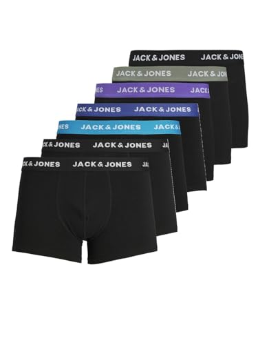 JACK & JONES Herren Boxershort JACVITO SOLID Trunks 7er Pack S M L XL XXL, Farbe:Schwarz, Größe:S von JACK & JONES