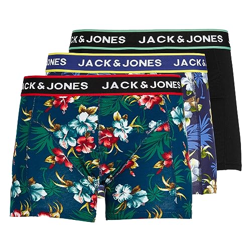 JACK & JONES Herren Boxershorts Boxershorts, Schwarz (Bardaboes Cherry/Maritime Blue Black), M EU von JACK & JONES