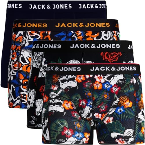 JACK & JONES Herren Boxershorts 4er Pack Trunks Shorts Baumwoll Mix Unterhose GGa.1y (L, 80) von JACK & JONES