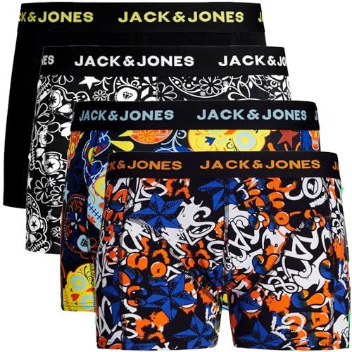 Jack & Jones Herren Boxershorts 4er Pack Trunks Shorts Baumwoll Mix Unterhose Core S M L XL XXL 
