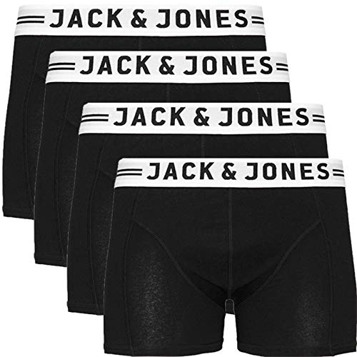 JACK & JONES Herren Boxershorts 4er Pack Trunks Shorts Baumwoll Mix Unterhose GGa.1y (M, Sense Black) von JACK & JONES