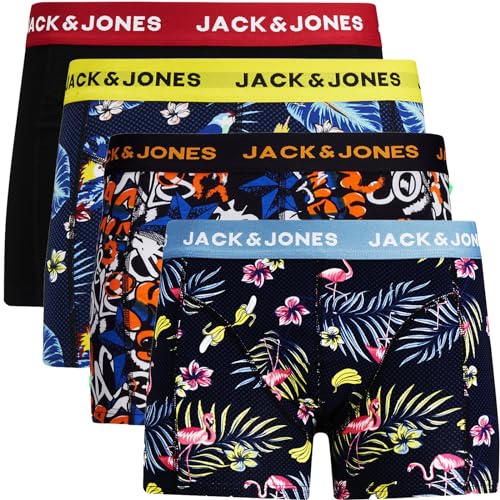 JACK & JONES Herren Boxershorts 4er Pack Trunks Shorts Baumwoll Mix Unterhose ee.4qt (M, 4er Pack *85*) von JACK & JONES