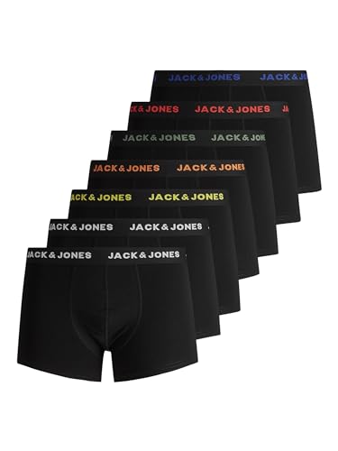 JACK & JONES Herren JACBASIC Trunks 7 Pack NOOS 12165587, Black/Black - Black - Black -, XXL von JACK & JONES
