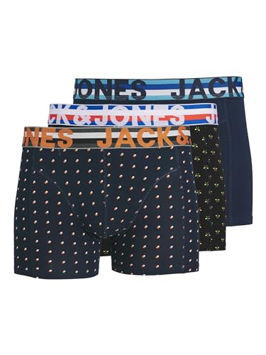 JACK & JONES Herren Unterhosen Shorts Boxershorts Trunks 3er Pack, Farbe:Mehrfarbig, Wäschegröße:XL, Artikel:- Black/Navy blaze2 von JACK & JONES