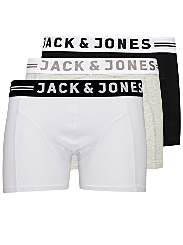 JACK & JONES Herren Sinn 3 Pack Boxer Slips - Lt Grau Melange/Schwarz - S von JACK & JONES