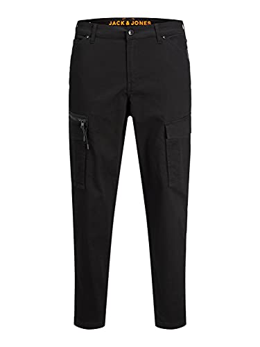 JACK & JONES Herren Cargo Chino Hose JPSTACE JJDEX Stretch Pants Gerader Schnitt Arbeitshosen Look, Farben:Schwarz, Größe Hosen:29W / 30L von JACK & JONES