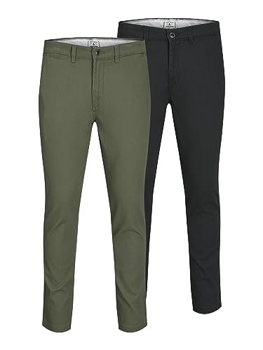 JACK & JONES Herren Jjimarco Jjdave Akm 2 Pack Noos Hose, BLACK/DUSTY OLIVE, 29W / 30L EU von JACK & JONES