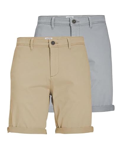 JACK & JONES Herren Chino Shorts Regular Fit 12281875 ,2er Pack (Ultimate Grey / Crockery) ,XXL von JACK & JONES