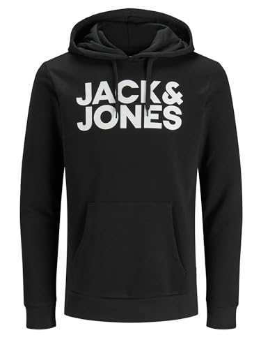 JACK & JONES Herren Corp Logo Sweat Hood Classic Kapuzen Sweatshirt Basic Sweater, Farben:Schwarz, Größe Pullover:XS von JACK & JONES