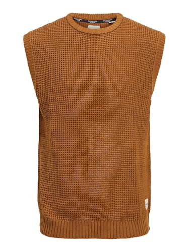 JACK & JONES Herren Dicker Grobstrick Pullunder | Rundhals Sweater ohne Ärmel | Warmer Pullover JJENICK, Farben:Braun, Größe Pullover:XS von JACK & JONES