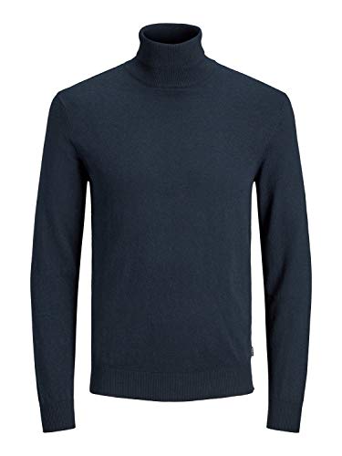 JACK & JONES Herren Dünner Rollkragen Strickpullover | Klassischer Rundhals Sweater | Langarm Basic JJEEMIL, Farben:Dunkelblau, Größe Pullover:XS von JACK & JONES