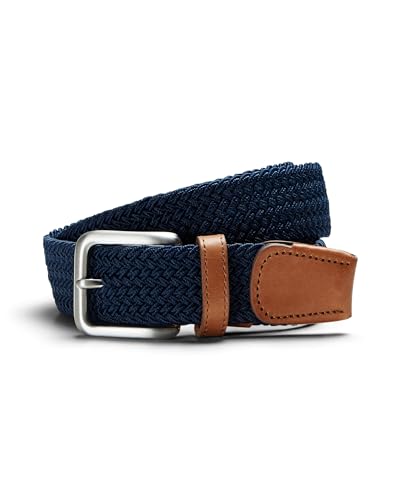 JACK & JONES Herren Elastischer Stoff Gürtel | Flecht Stretch Ledergürtel | Belt ohne Löcher JACSPRING, Farben:Navy, Größe Gürtel:105 von JACK & JONES