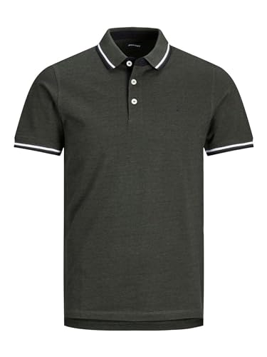 JACK & JONES Herren Fit Polo Shirt JJEPAULOS Uni Sommer Hemd Kurz Arm Pique Cotton Big Size, Farben:Dunkelgrau, Größe:7XL von JACK & JONES