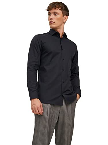 JACK & JONES Herren Freizeit Hemd JPRBLAPARKER Slim Fit Schwarz Blau XS-XXL, Größe:XS, Farbe:Black Slim FIT 12227385 von JACK & JONES