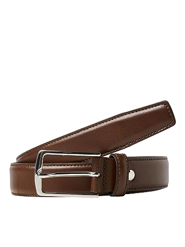 Herren Jack & Jones Legerer Echtleder Gürtel | Klassischer Leather Belt | mit Löcher JACCHRISTOPHER, Farben:Braun, Größe Gürtel:80 von JACK & JONES