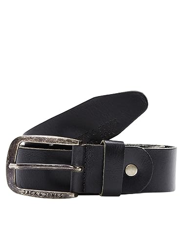 Herren Jack & Jones Ledergürtel JACPAUL Belt Echt Leder Jeans Hosen Gürtel, Farben:Schwarz, Größe Gürtel:90 von JACK & JONES