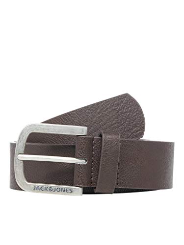 Herren Jack & Jones Ledergürtel JACHARRY Belt Leder Optik Gürtel mit Logo Metall Schnalle, Farben:Dunkelbraun, Größe Gürtel:95 von JACK & JONES