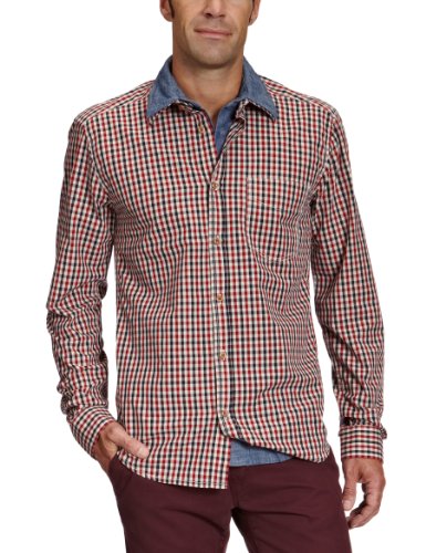JACK & JONES Herren Hemd mit Manschetten Slim Fit, kariert 12061417 Hint Shirt, Gr. 50 (M), Mehrfarbig (Cloud Dancer RED + Blue Check) von JACK & JONES