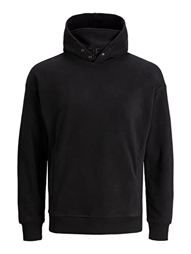 JACK & JONES Herren Hoodie Kapuzenpullover JCOMAP Fleece - Relaxed Fit S-XXL, Größe:S, Farbe:Black Relaxed 12219396 von JACK & JONES