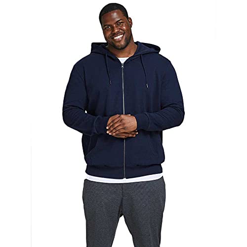 JACK & JONES Herren Hoodie Kapuzenpullover JJEBASIC Zip - Regular Fit Plussize, Größe:8XL, Farbe:Navy Blazer 12182493 von JACK & JONES