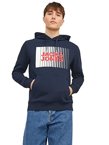 JACK & JONES Herren Hoodie Kapuzenpullover JJECORP Logo - Regular Fit S-XXL, Größe:L, Farbe:Navy Blazer 12233599 von JACK & JONES