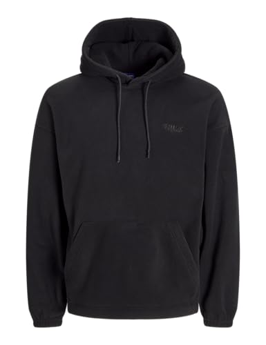 JACK&JONES Herren JORVESTERBRO Sweat Fleece Hood Kapuzenpullover, Black/Print:Without Back Print, Large von JACK & JONES